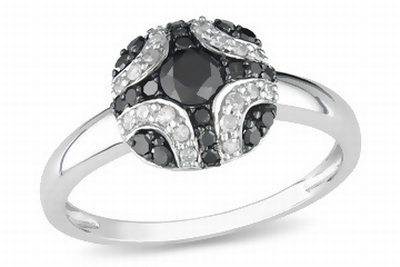 1/2 Carat Black & White Diamond 10K White Gold Ring