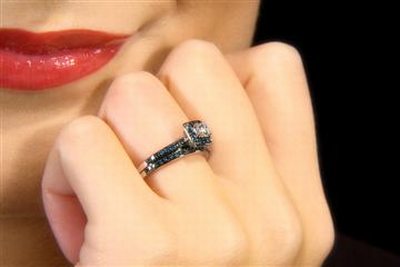 1/2 Carat Blue & White Diamond 14K White Gold Engagement Ring
