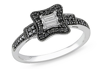 1/4 Carat Black & White Diamond 14K White Gold Ring