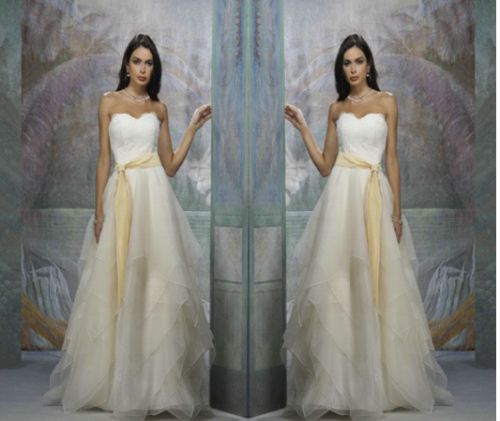 Beautiful sweetheart sash designer pregnant bridal gown