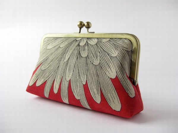 Chrysanthemum petals silk lined clutch