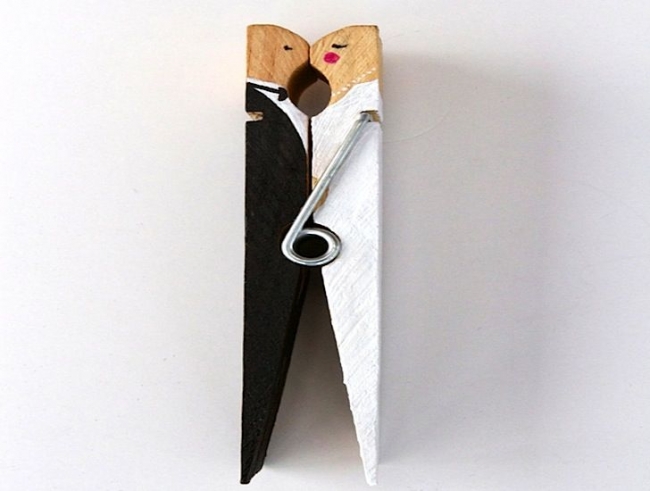 Clothespin wedding cake toppers