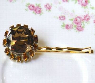 Deep Golden Yellow Brown Bridal Hair Pin