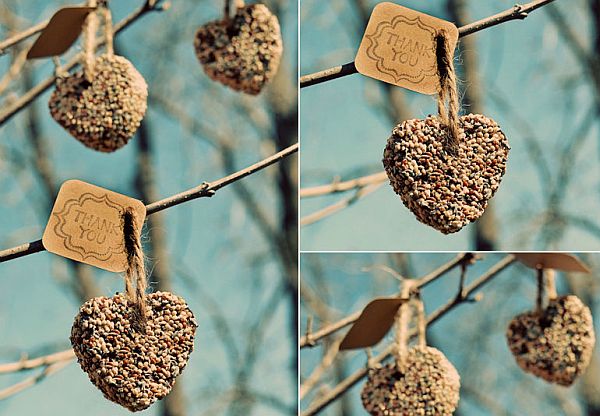 DIY Birdseed heart wedding favors