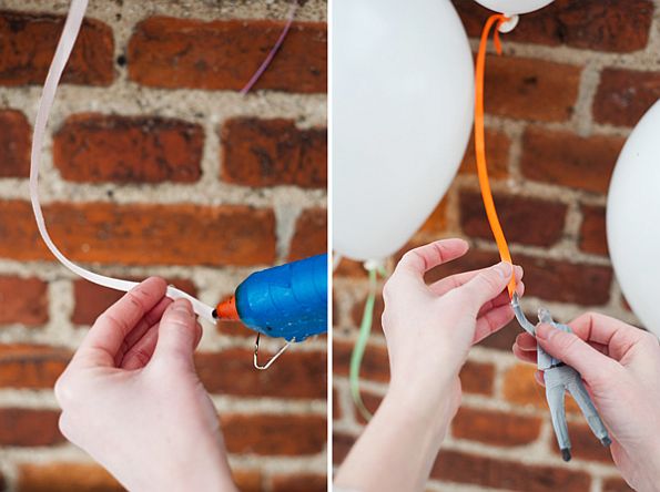 Flying wedding couple balloons