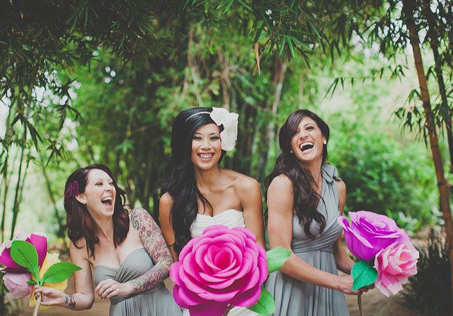 Giant paper rose flower wedding bouquet