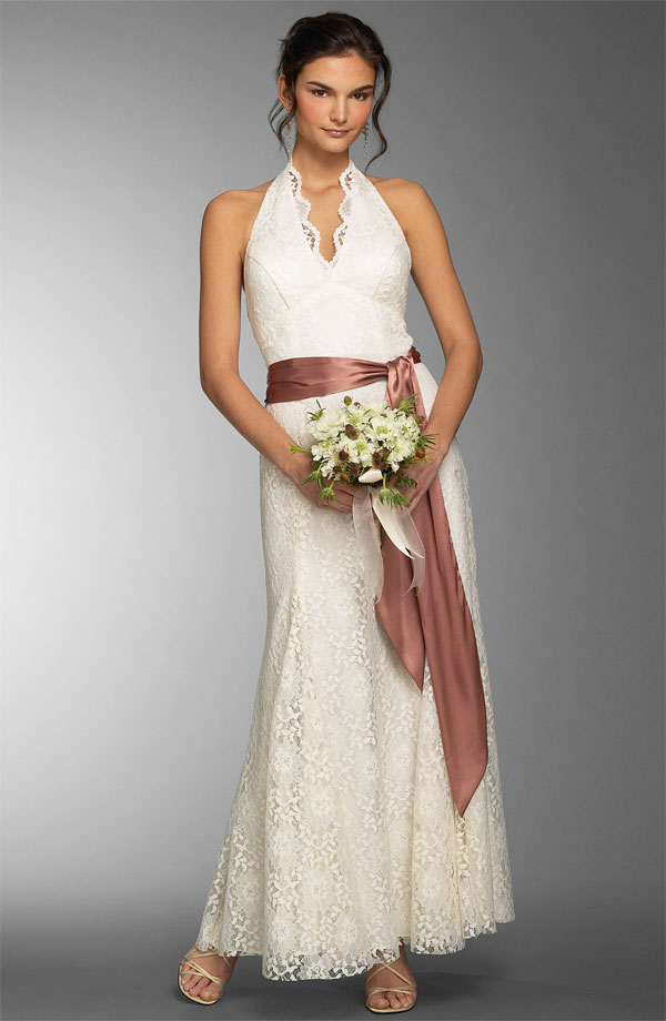 Lace Halter Top Informal Wedding Gown