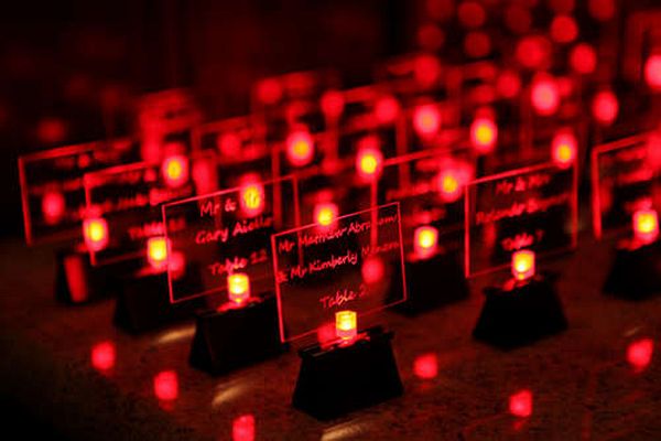 LED wedding table cards