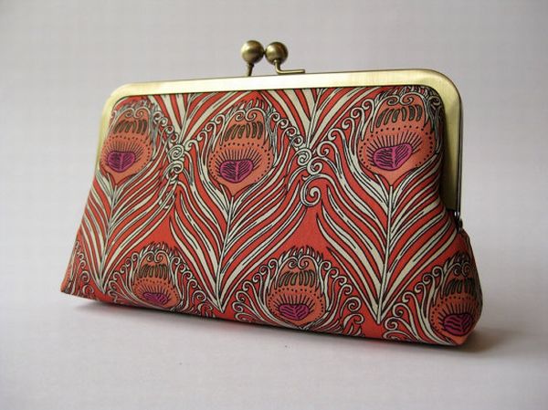 Liberty print peacock clutch