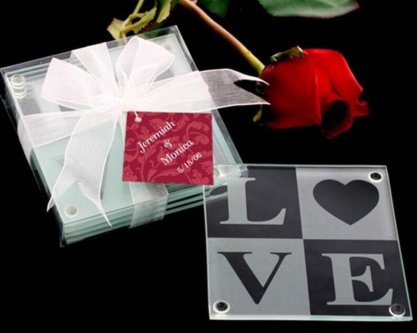 LOVE Glass Coaster Gift Set
