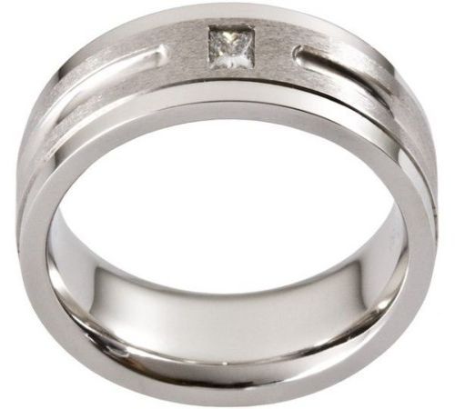 Men's white gold diamond wedding ring