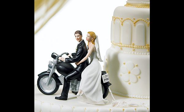 Motorcycle wedding cake topper