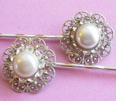 Pearl and Rhinestone Vintage Wedding Hair Pin