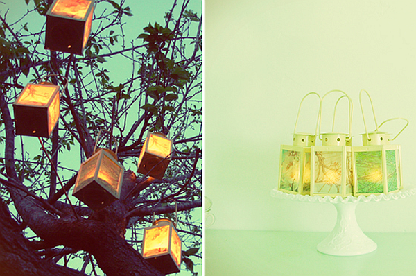 Photo lanterns for wedding decor