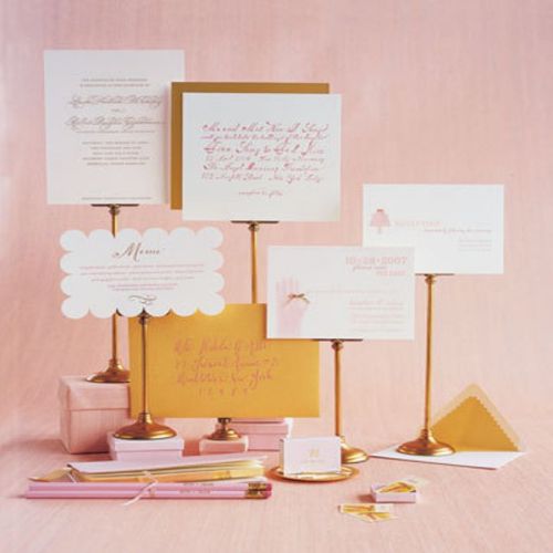 Pink and gold stationary