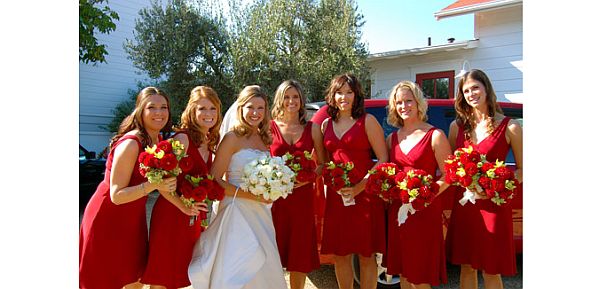 Red dress for bridesmaid