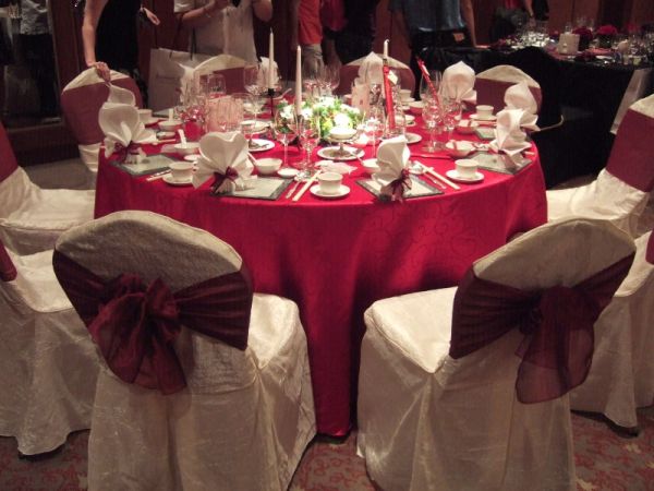 Red table setting