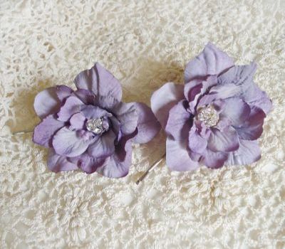 Rhinestone Pastel Purple Flower Bridal Hair Pin