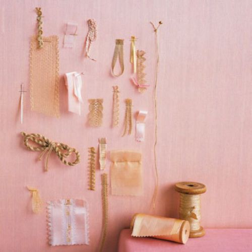 Ribbons and accents in pink and gold
