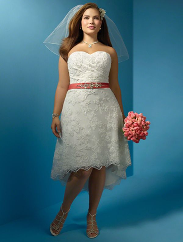 High-Low Hemline with Strapless Bodice plus size 22 wedding dresses