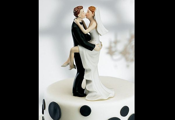 Unique kissing couple wedding cake topper