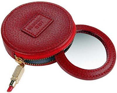 vanity red leather round mirror 49