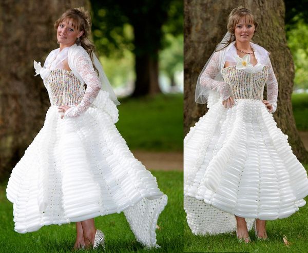 Wedding dresses made from balloons