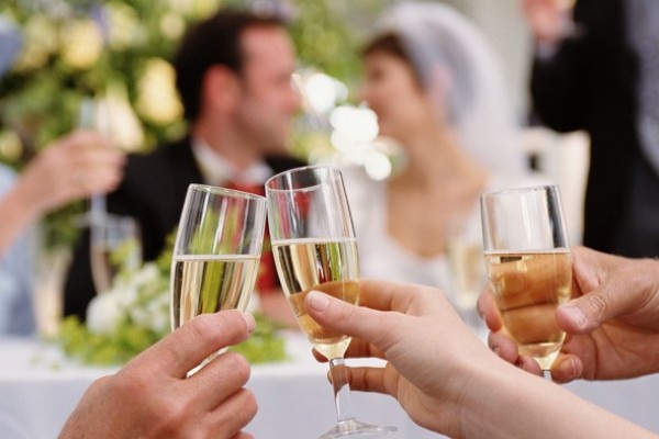 Raising a toast at the wedding