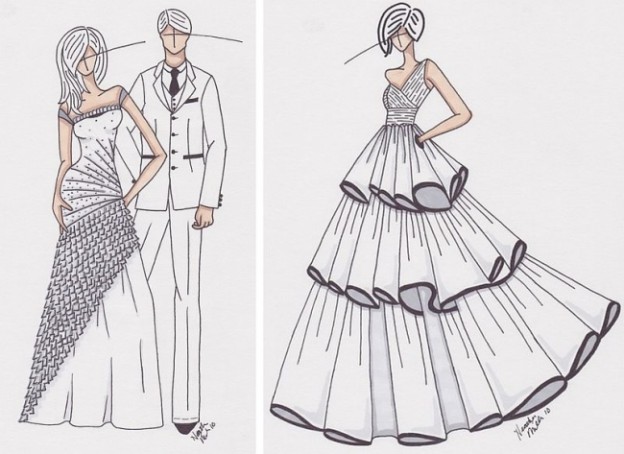 How to draw a wedding dress sketch - Wedding Clan