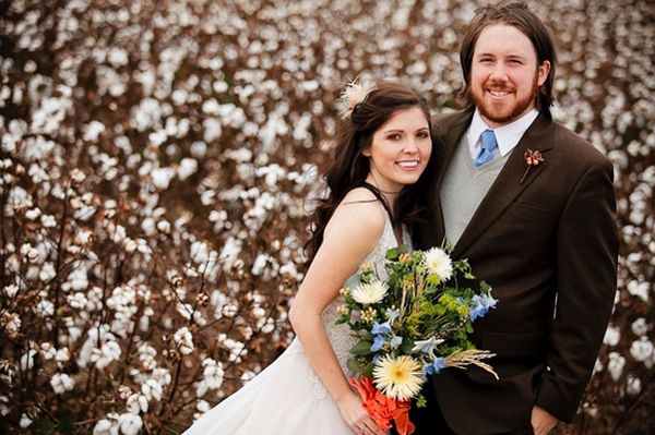 brown-blue-orange-wedding-color-palette-cotton-field-wedding-photos