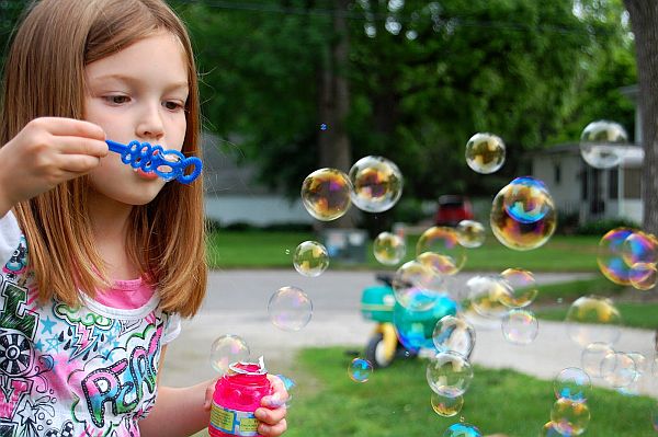 girl and bubbles
