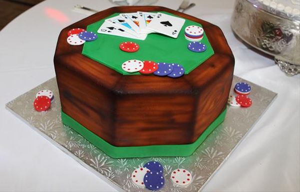 Poker table cake