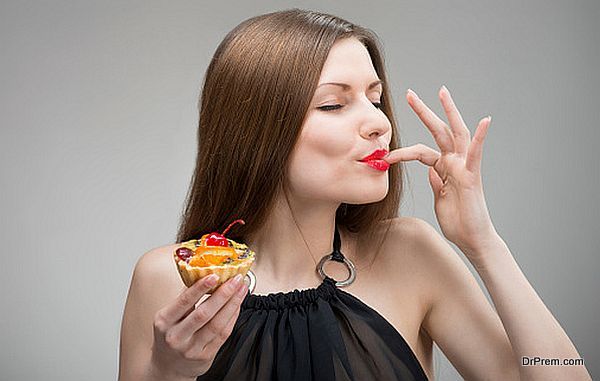 lady enjoying Dessert