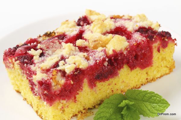 Piece of raspberry crumb cake