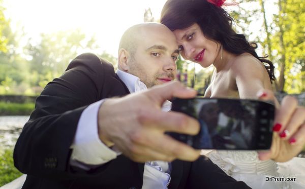 Bride and groom selfie