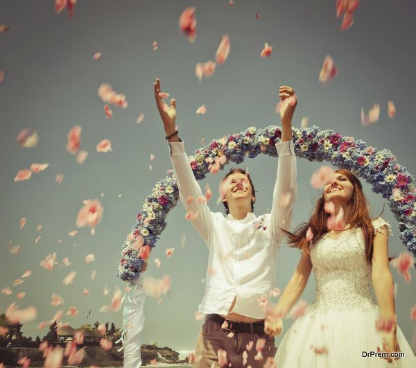 wedding couple just married