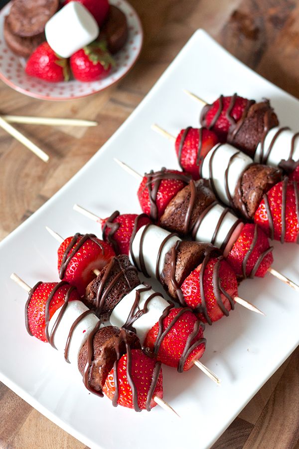 Strawberry brownie kabobs