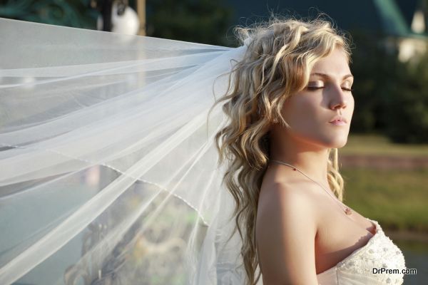 bride with eyes closed