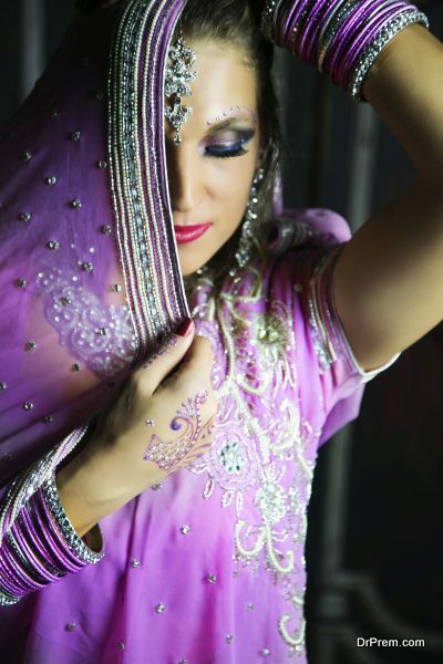 wearing sari