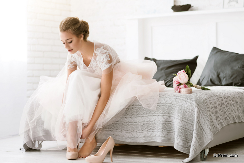 bride wearing shoes