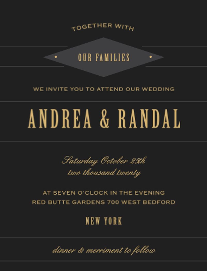 black wedding invitation card